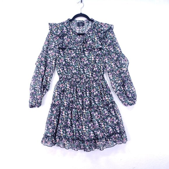 Vici Dresses & Skirts - Vici Mini Dress Size S Multicolor Floral Long Sleeve Boho Festival Ruffle